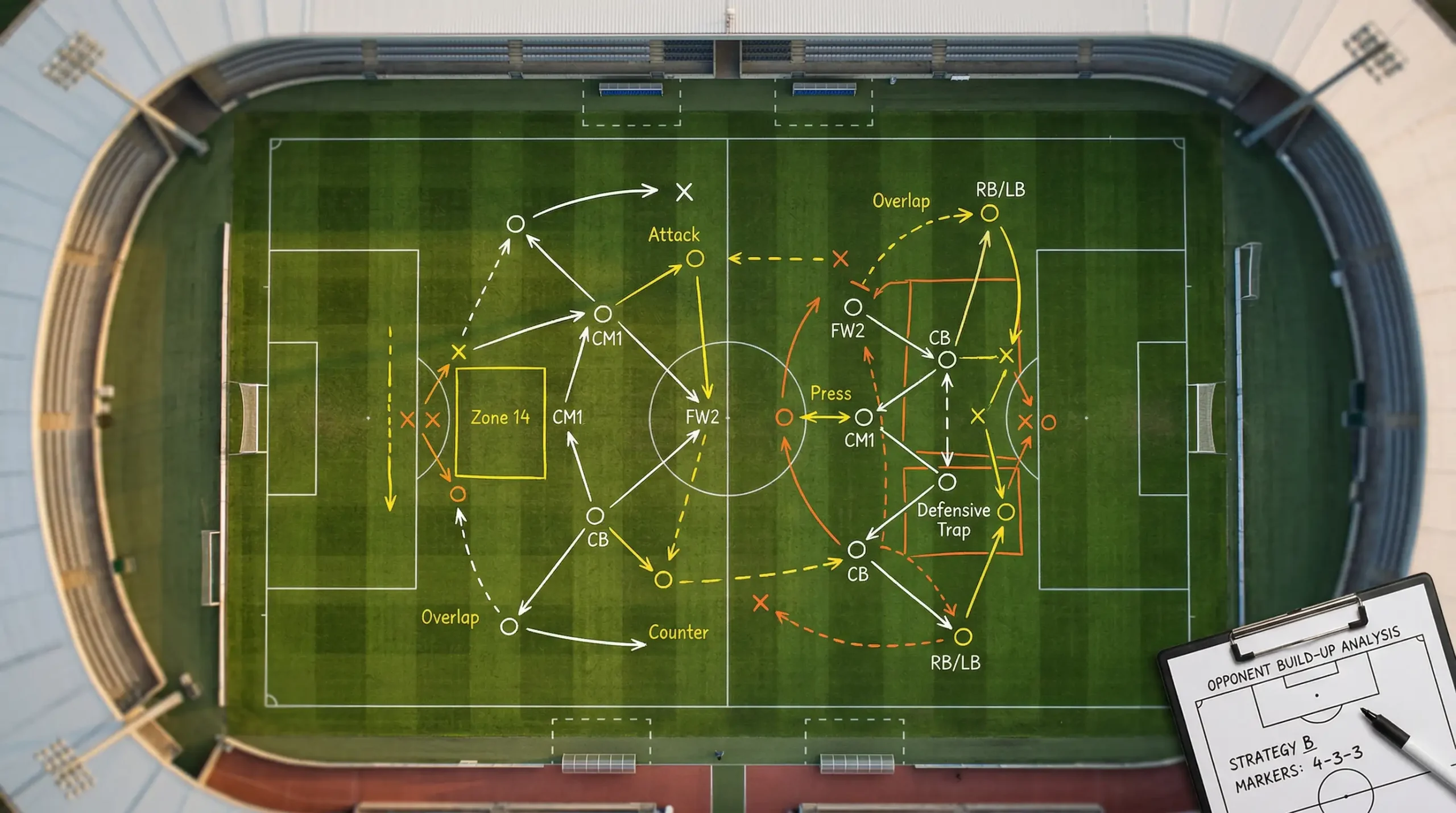 Asian handicap uitleg - voetbalveld met tactisch diagram