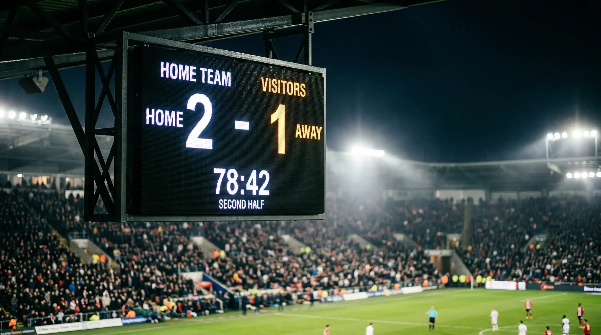 Correct score wedden - scorebord met eindstand voetbalwedstrijd