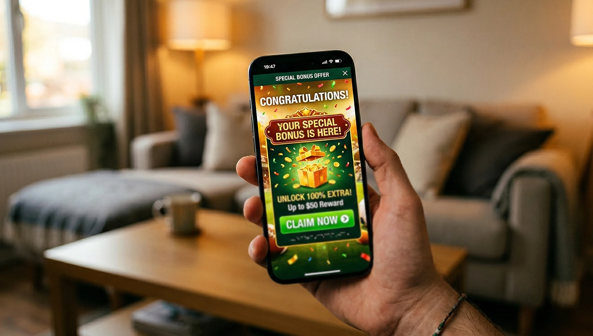 Free bets voor bestaande spelers - smartphone met bonusaanbieding