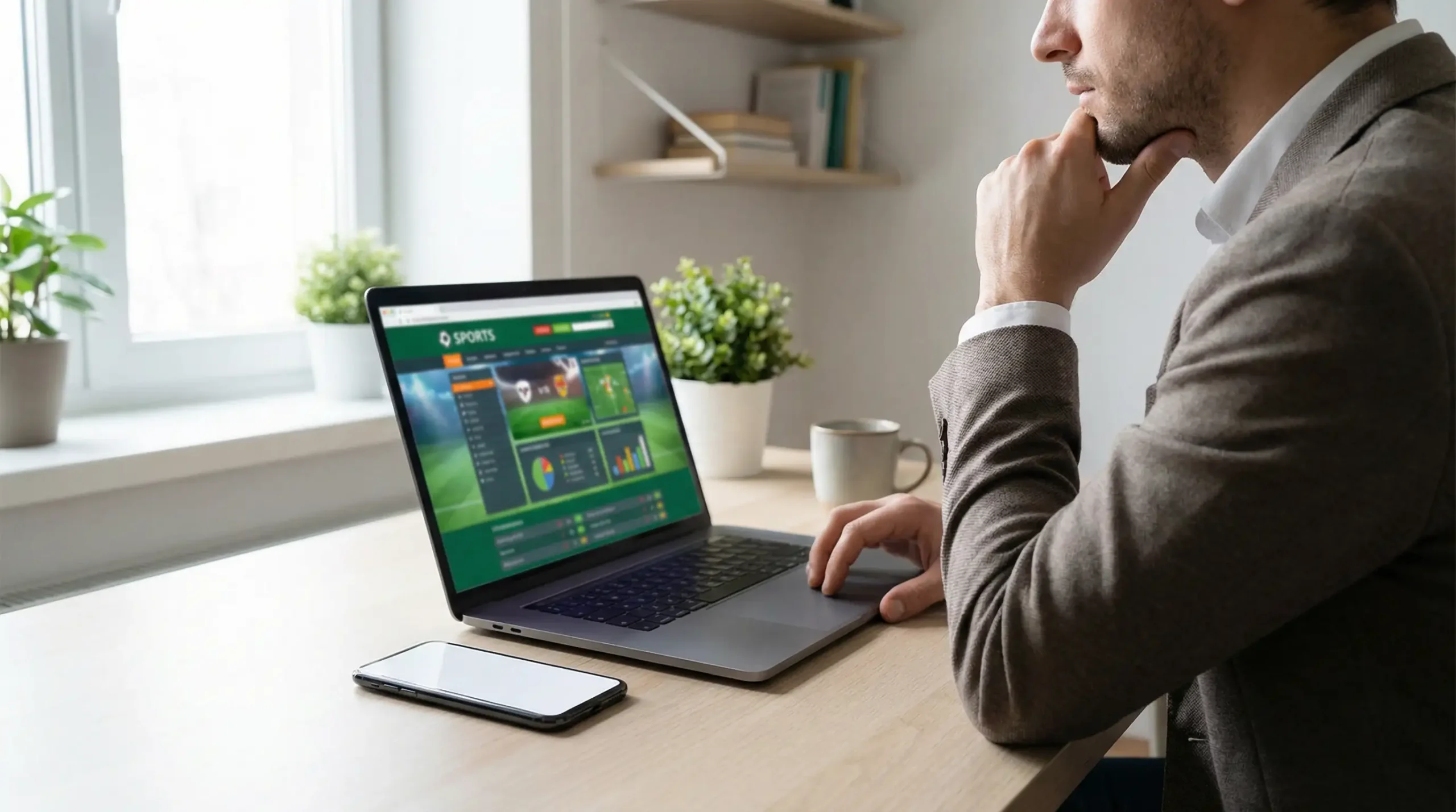 Welkomstbonus kiezen - persoon vergelijkt sportaanbiedingen op laptop